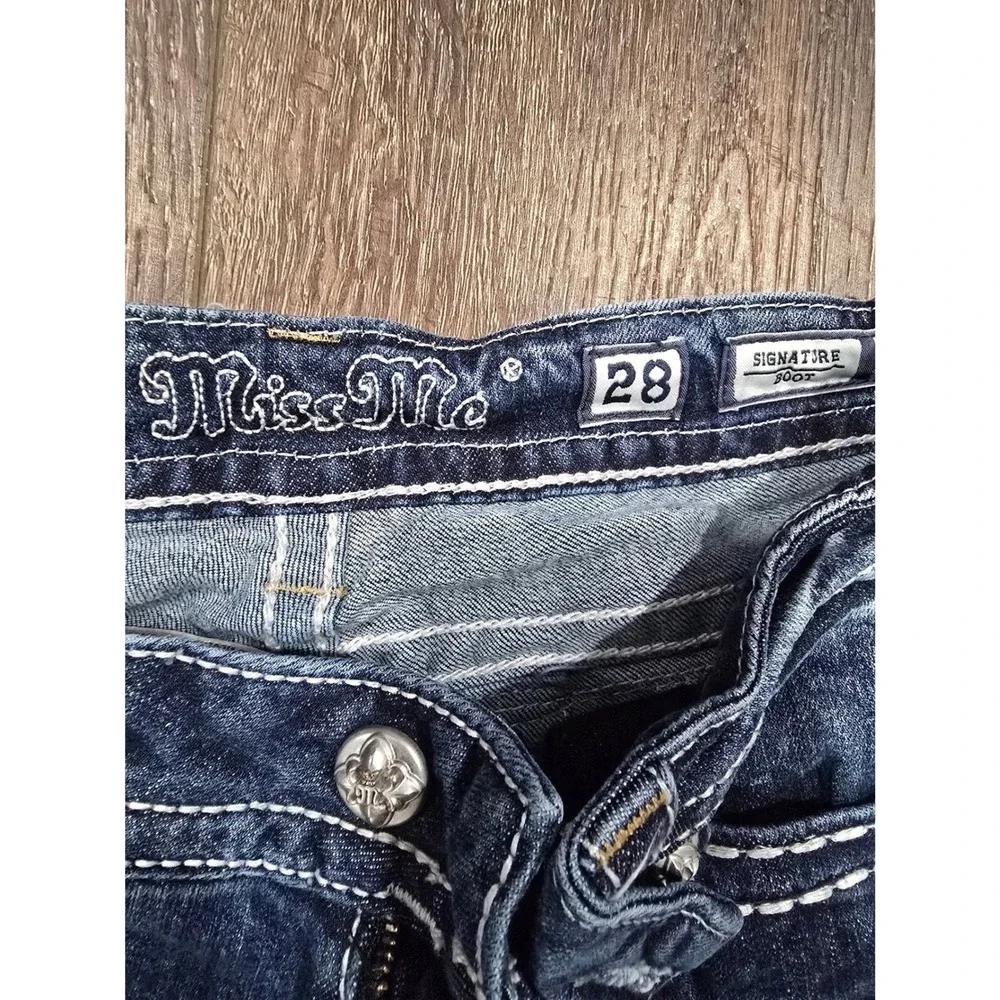 Miss Me Signature Bootcut Jean Dark Wash Embellished Pocket Size28 Western Denim